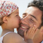 Man with his daughter, tender moment